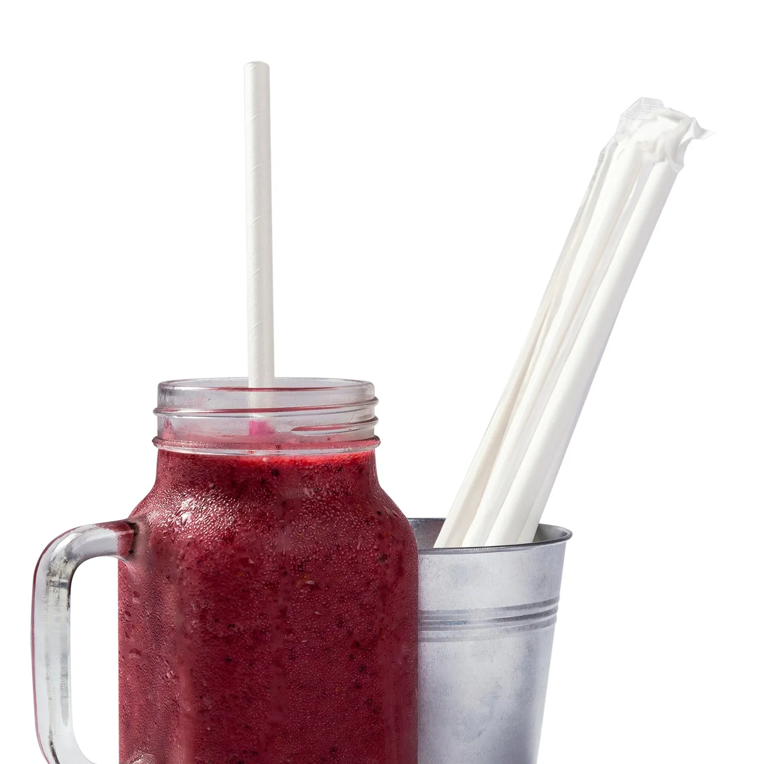 10.25" White Wrapped Giant Paper Straws, Case of 3,600