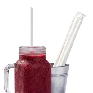 10.25" White Wrapped Giant Paper Straws, Case of 3,600