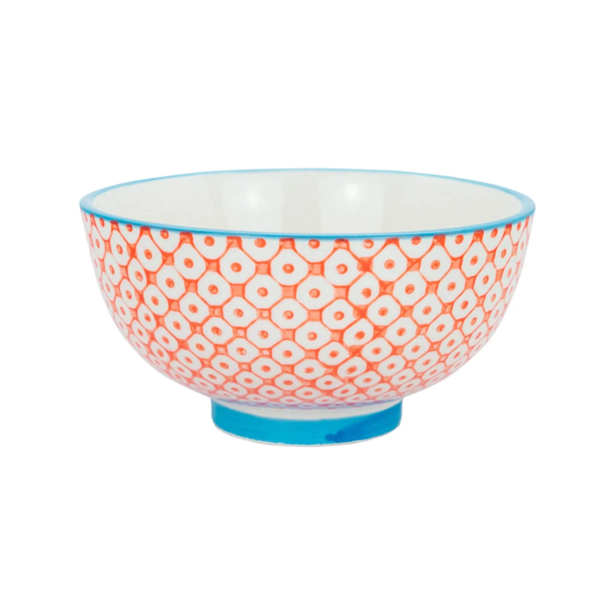 12cm Hand Printed Stoneware Rice Bowl - By Nicola Spring