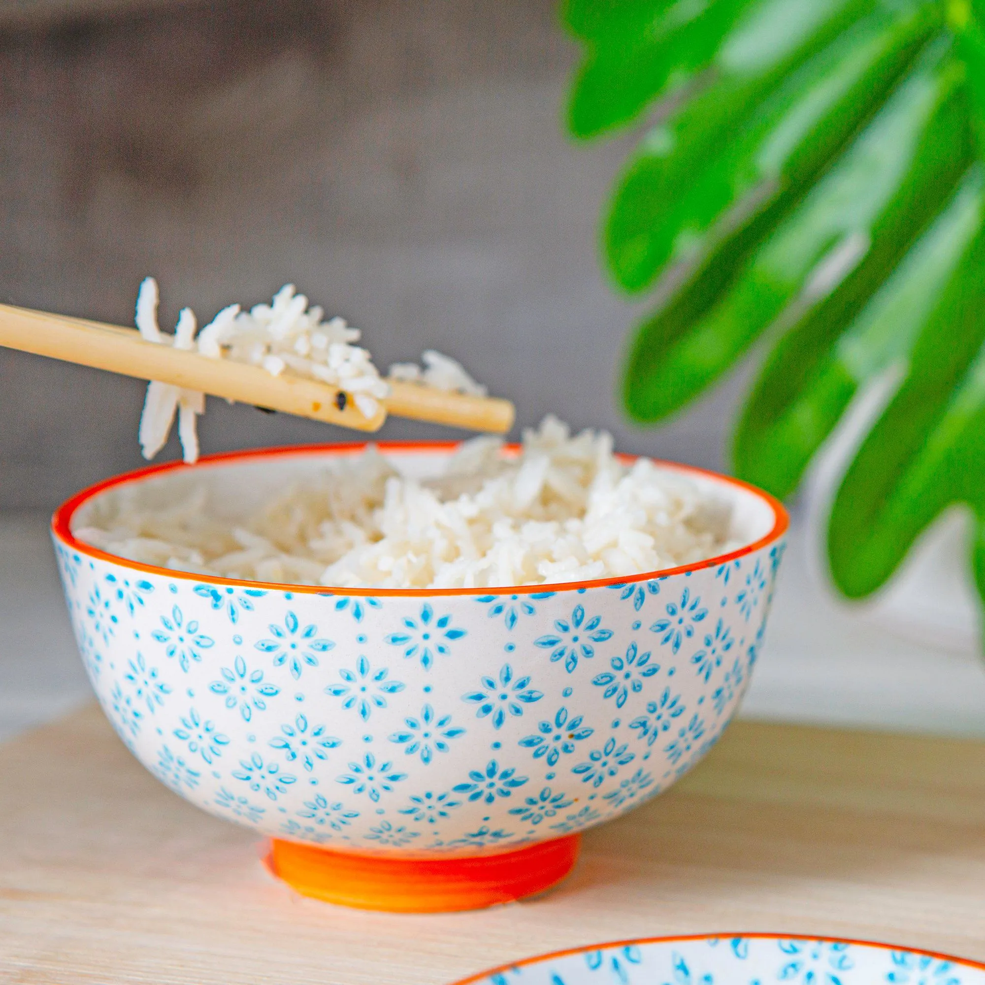 12cm Hand Printed Stoneware Rice Bowl - By Nicola Spring