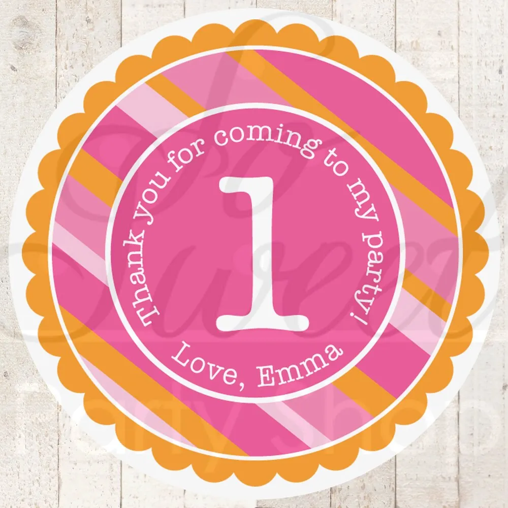 1st Birthday Favor Stickers Girls, Birthday Favor Stickers, Treat Bag Labels, Party Decorations, Goodie Bag Stickers - Set of 24