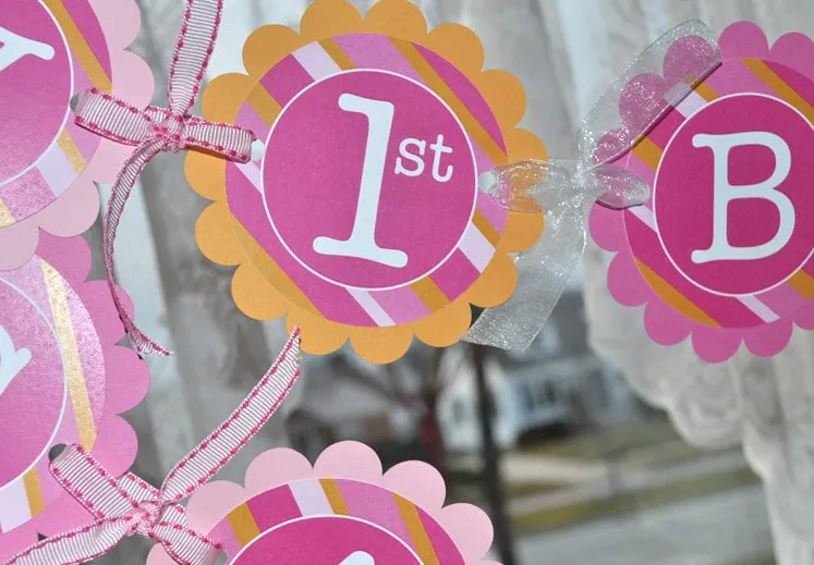 1st Birthday Favor Stickers Girls, Birthday Favor Stickers, Treat Bag Labels, Party Decorations, Goodie Bag Stickers - Set of 24