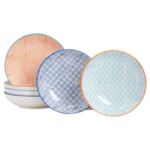 22cm Hand Printed Stoneware Pasta Bowls - Pack of Six - By Nicola Spring