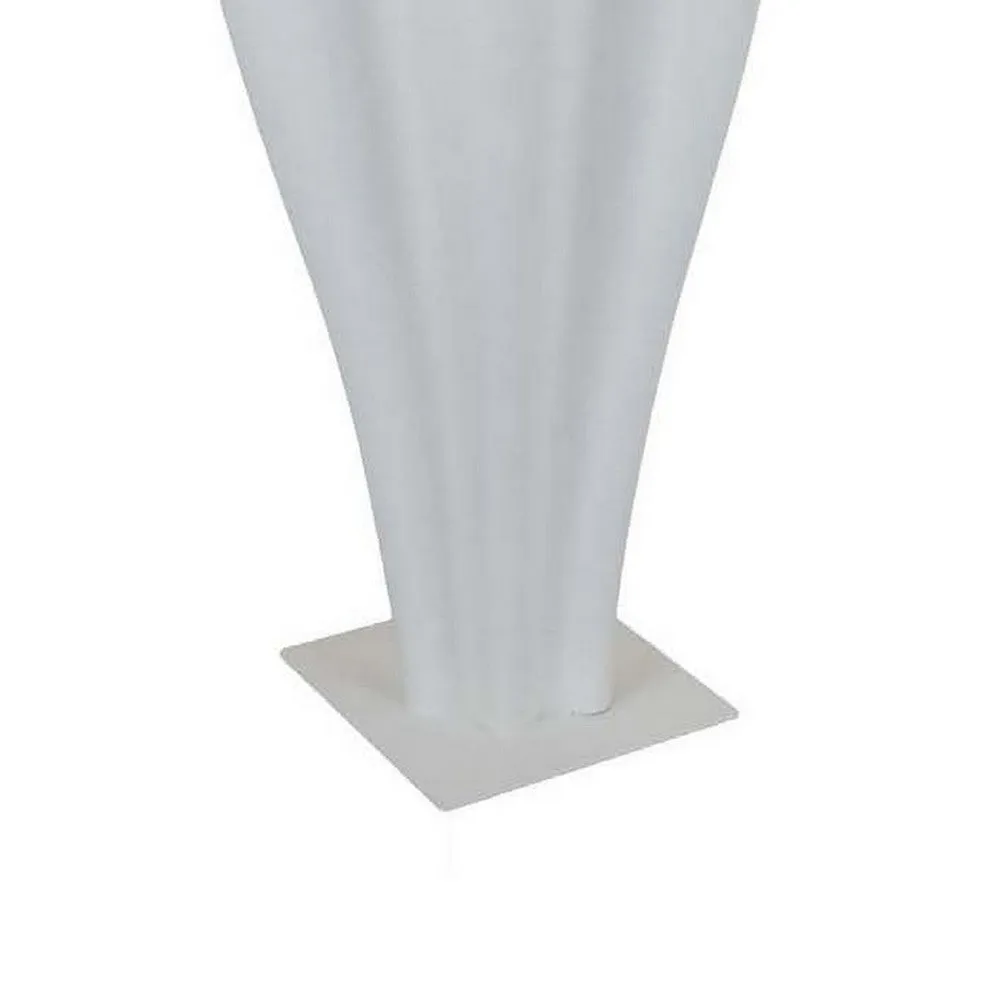 24 Inch Accent Vase, Tulip Design, Square Base, Modern White Resin Finish By Casagear Home