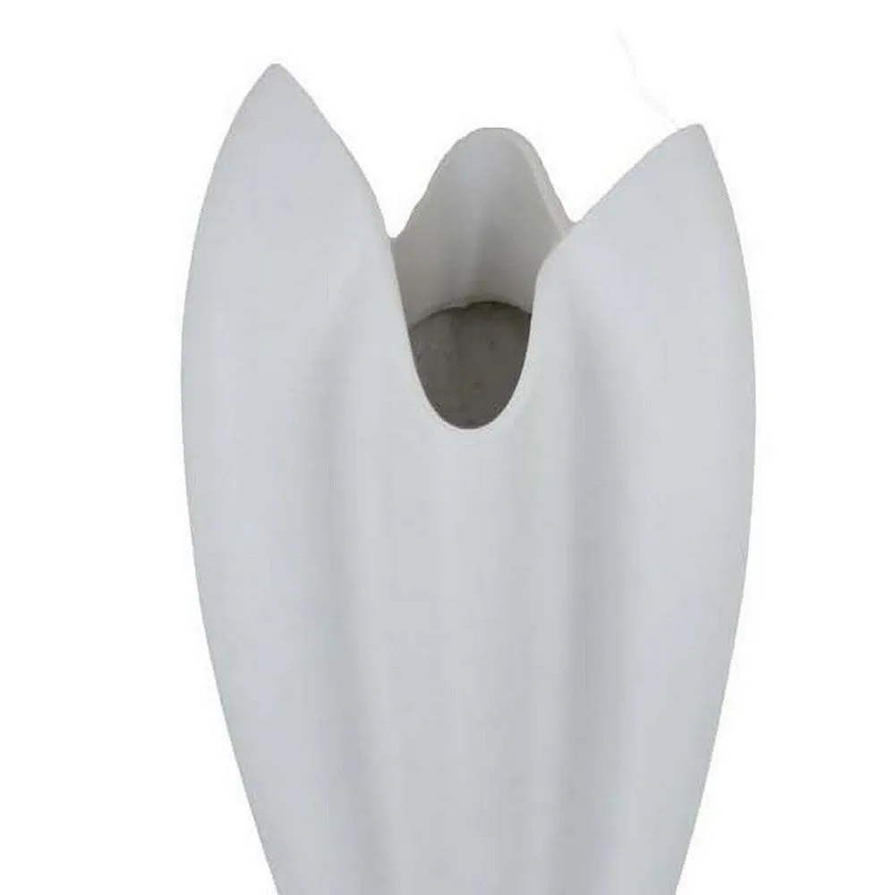 24 Inch Accent Vase, Tulip Design, Square Base, Modern White Resin Finish By Casagear Home