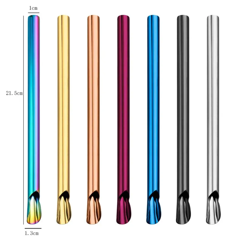 7 Piece Stainless Steel Bubble Tea Straw Set With Brush And Spoon