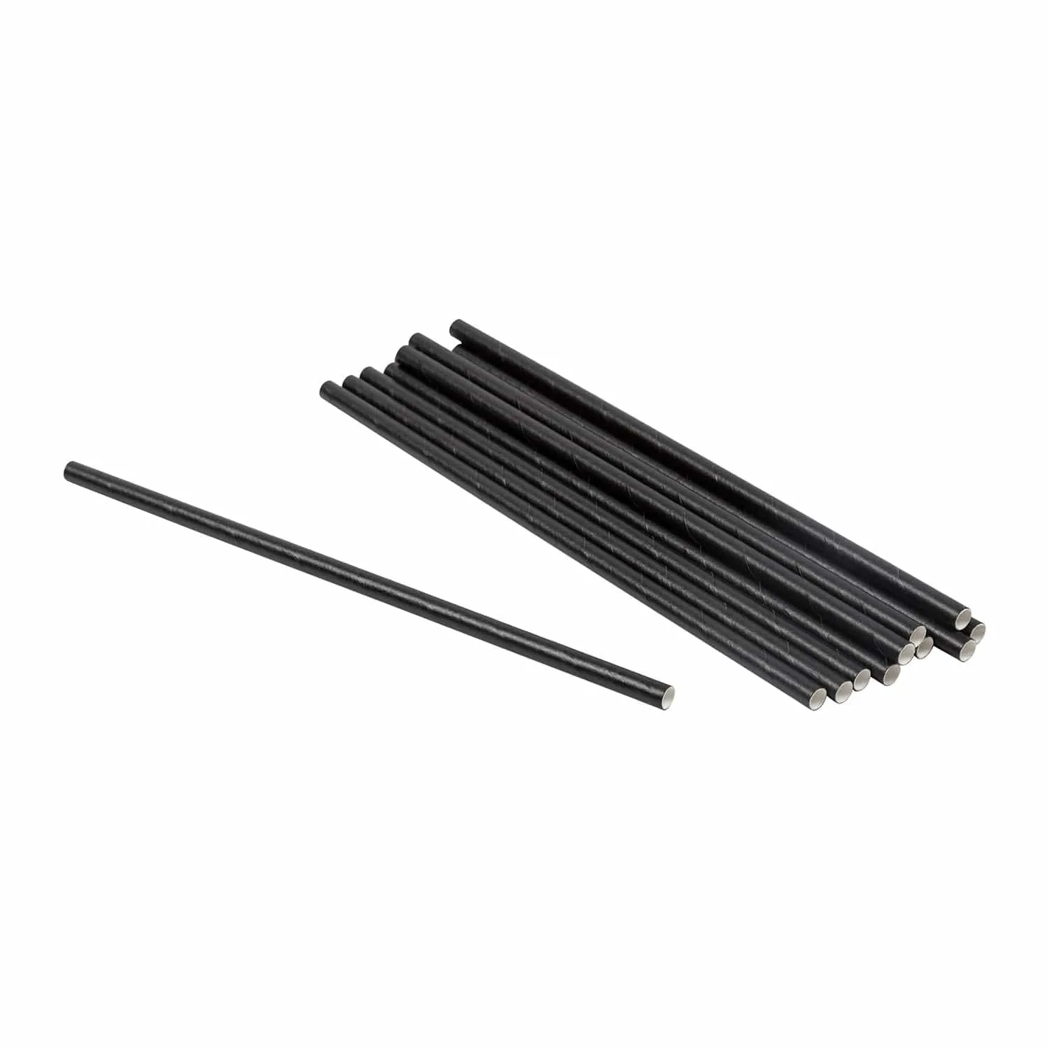 7.75" Black Unwrapped Jumbo Paper Straws, Case of 4,000