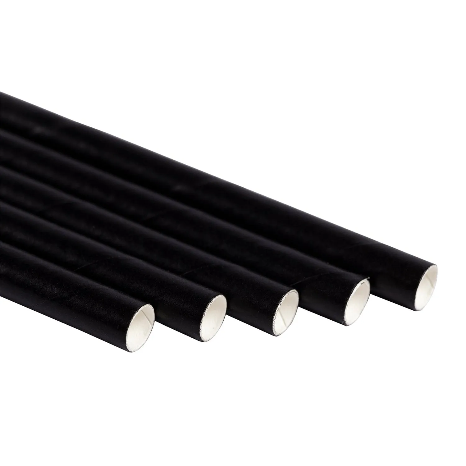 7.75" Black Unwrapped Jumbo Paper Straws, Case of 4,000