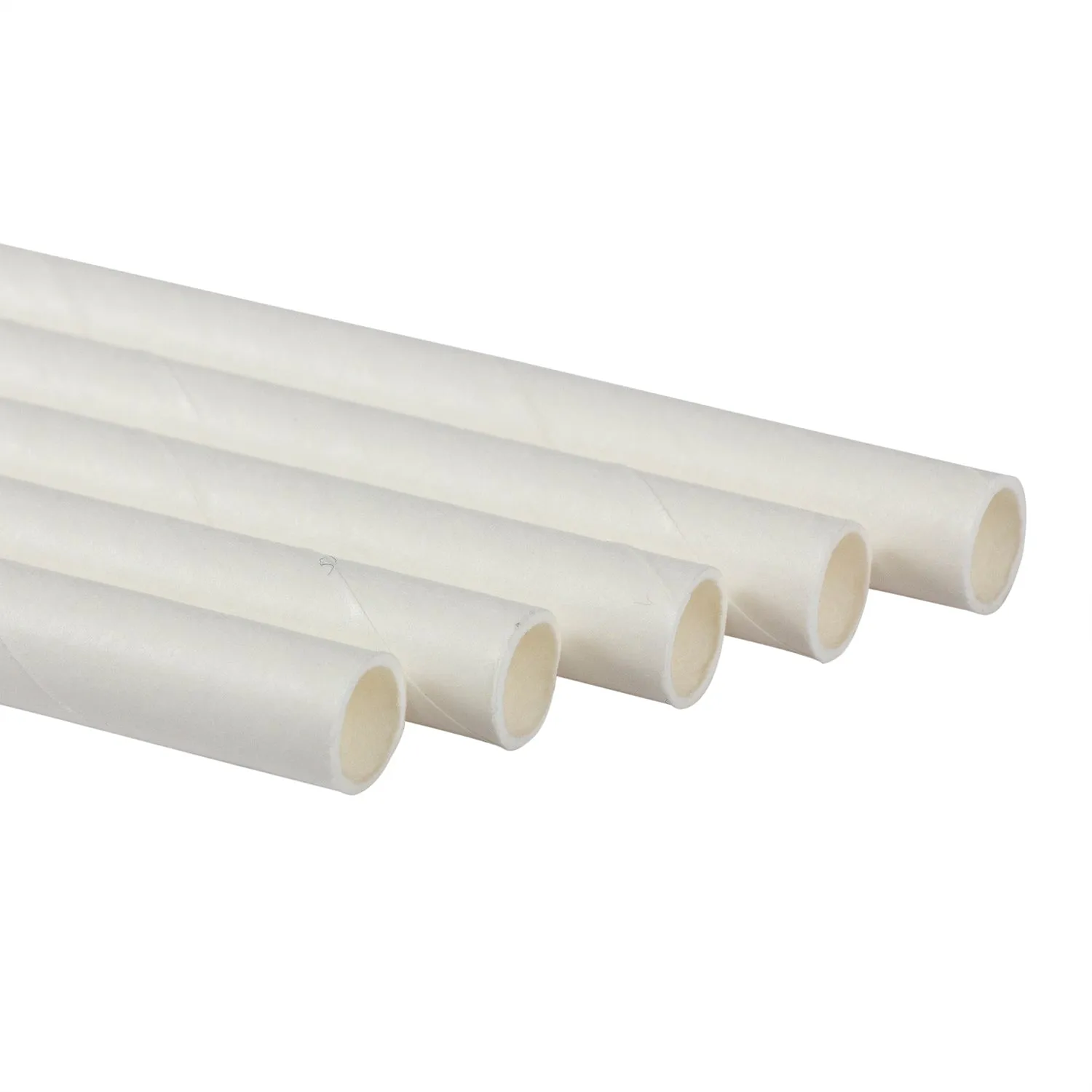 7.75" White Wrapped Jumbo Paper Straws, Case of 6,000
