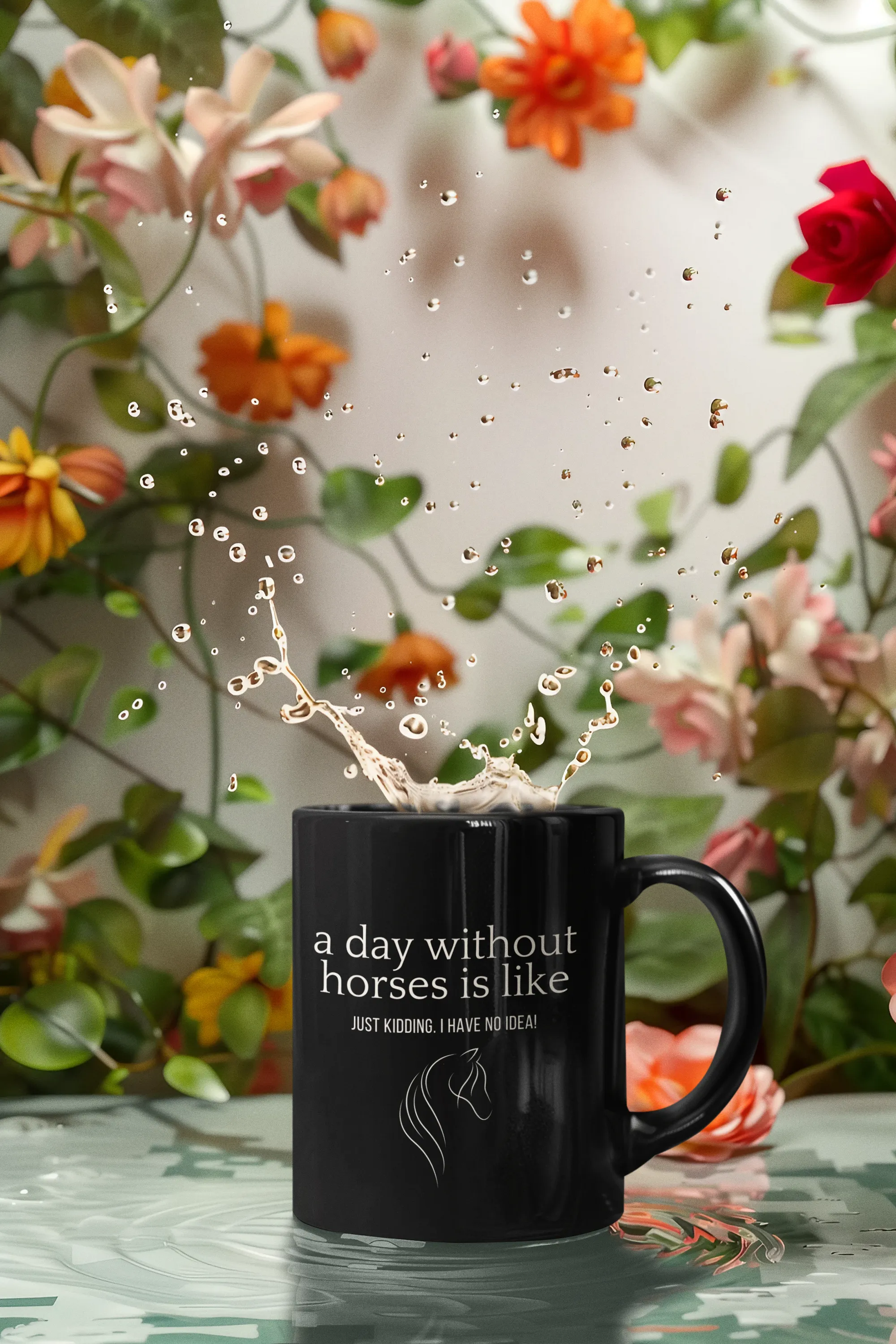 A Day Without Horses is Like... Black 🐴 Horse Coffee Mug ☕️ [Just Kidding I have No Idea!]