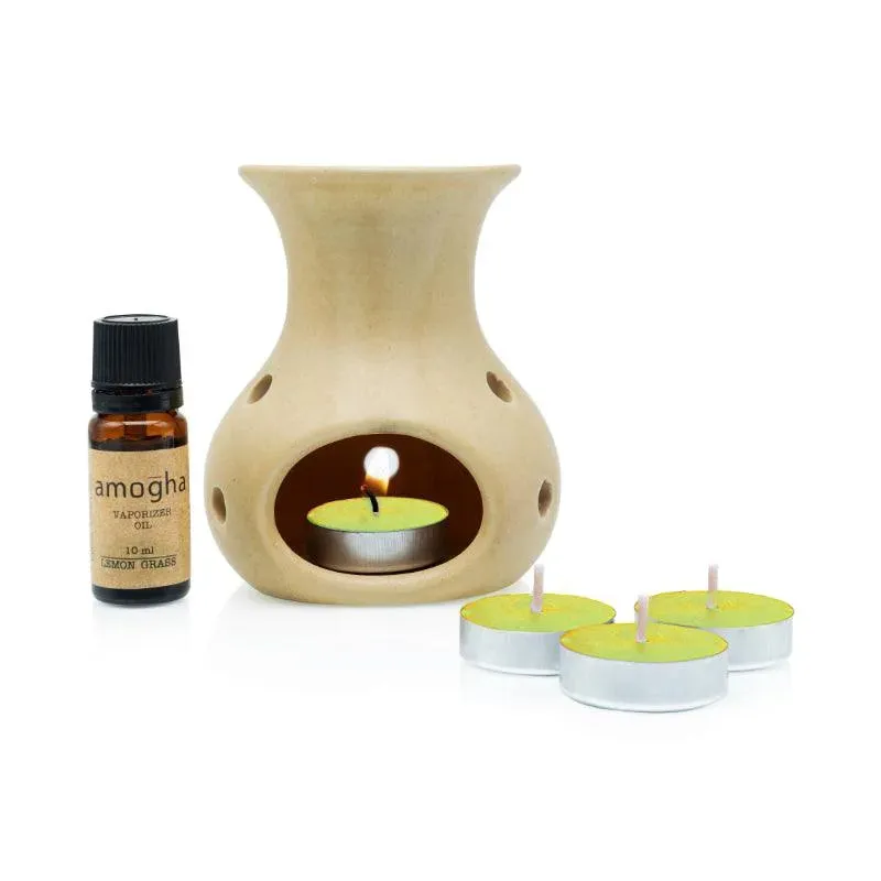 Amogha Oil Burner | 10 ml Diffuser Oil | Multiple Fragnance  | 8 x 3 x 5 inches