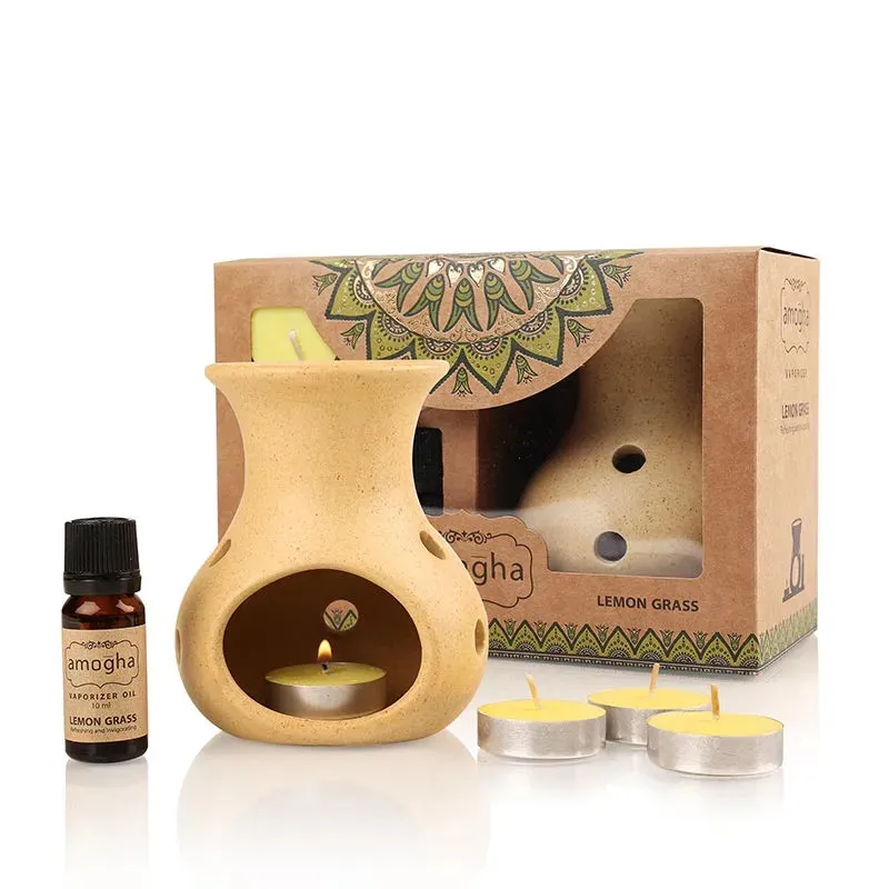 Amogha Oil Burner | 10 ml Diffuser Oil | Multiple Fragnance  | 8 x 3 x 5 inches