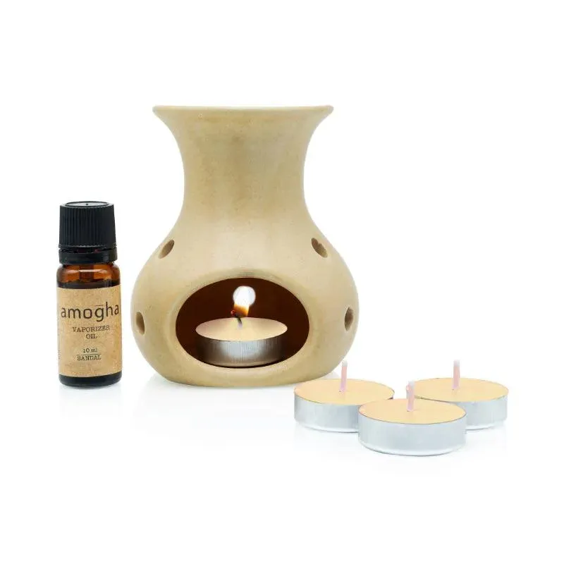 Amogha Oil Burner | 10 ml Diffuser Oil | Multiple Fragnance  | 8 x 3 x 5 inches