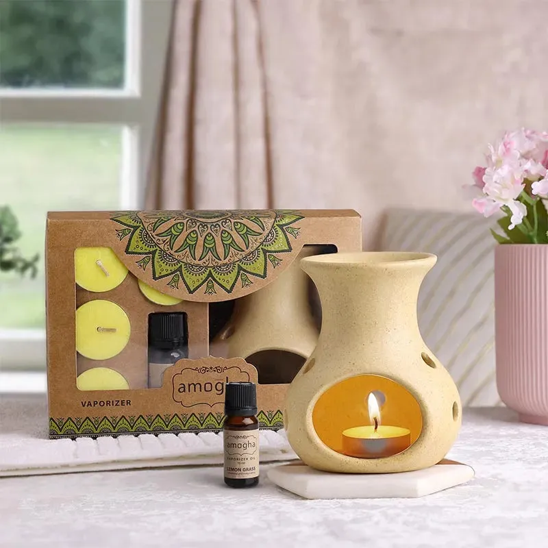 Amogha Oil Burner | 10 ml Diffuser Oil | Multiple Fragnance  | 8 x 3 x 5 inches