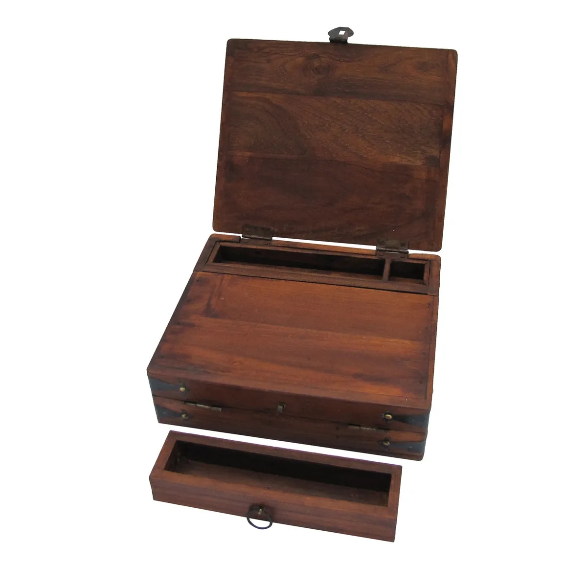 Antique Reproduction  Folding Portable Wood Document Box