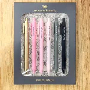 Antisocial Butterfly  Quotable Gel Pen Set