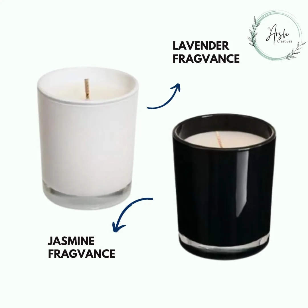 Arsh Creatives | Jasmine   Lavender - fragvanse | Elevate Home Decor and Create Intimate Ambiance in Bedrooms | Black & White Glossy Glass (Pack of 2)