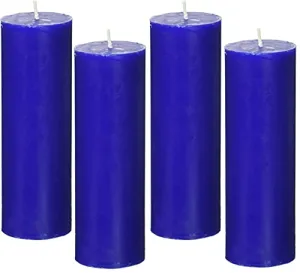 AUTOGROOMZ 25 Hours Pillar Burning Time Unscented Candles (White, 1.5 X 3 Inch) -Set of 4 (Blue)