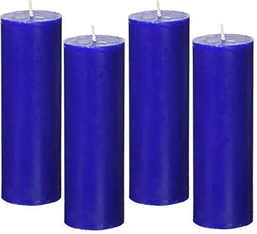 AUTOGROOMZ 25 Hours Pillar Burning Time Unscented Candles (White, 1.5 X 3 Inch) -Set of 4 (Blue)