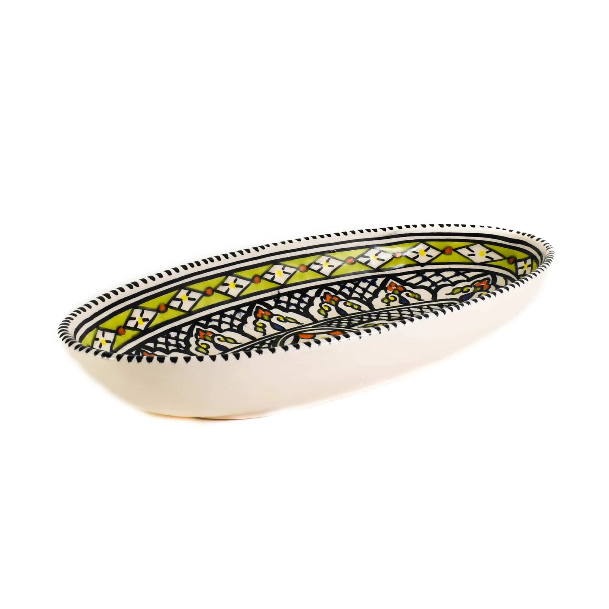 Azraq Patterned Oval Serving Dish, 30cm