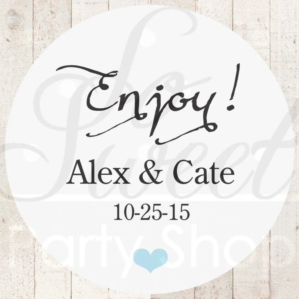 Baby Shower Favor Stickers (Enjoy) - Wedding Thank You Stickers - Favor Sticker Labels - Bridal Shower - Birthday Favor Stickers - Set of 24