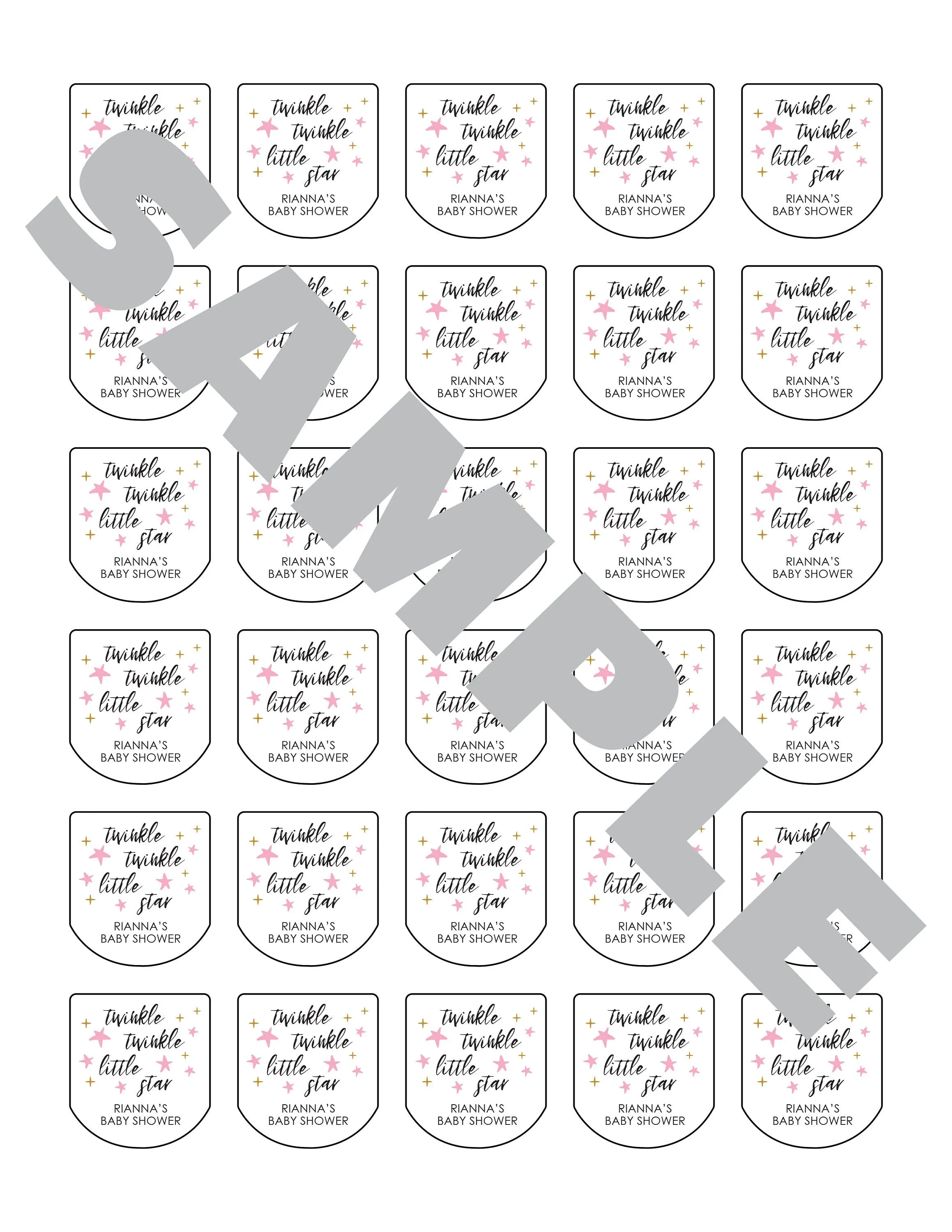 Baby Shower Sanitizer Favor Labels   Twinkle Twinkle Little Star Hand Sanitizer Labels, Gender Reveal Baby Shower - Set of 30 Labels