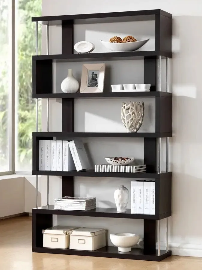 Barnes Dark Brown Six-Shelf Modern Bookcase