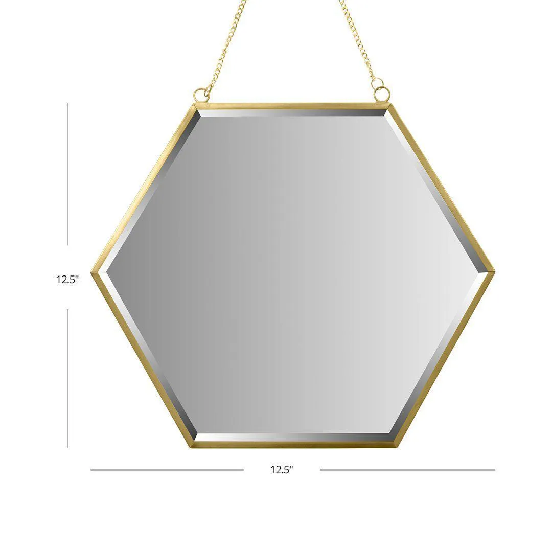 Beveled Hexagon Mirror for Wall Decor With Chain