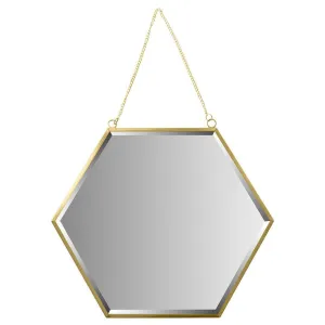 Beveled Hexagon Mirror for Wall Decor With Chain