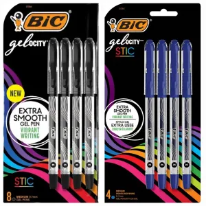 BIC Gelocity Extra Smooth Gel Pen - 4 Pcs. Black or Blue