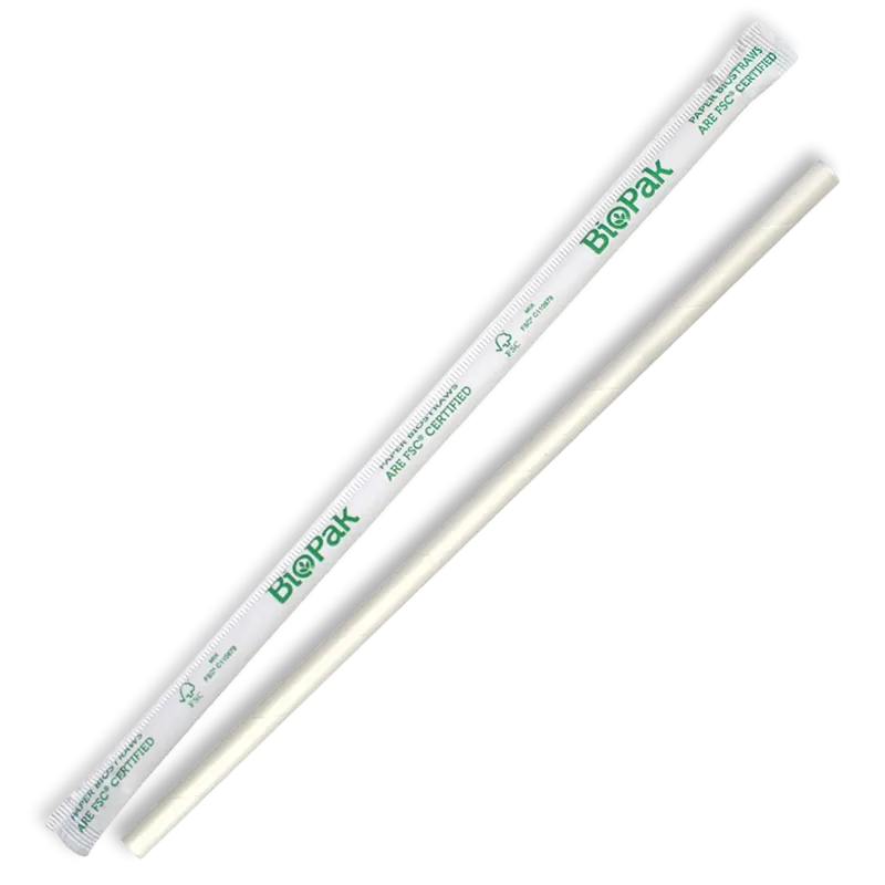 Biopak 6mm Regular White BioStraw Individually Wrapped 2500pcs