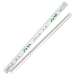 Biopak 6mm Regular White BioStraw Individually Wrapped 2500pcs