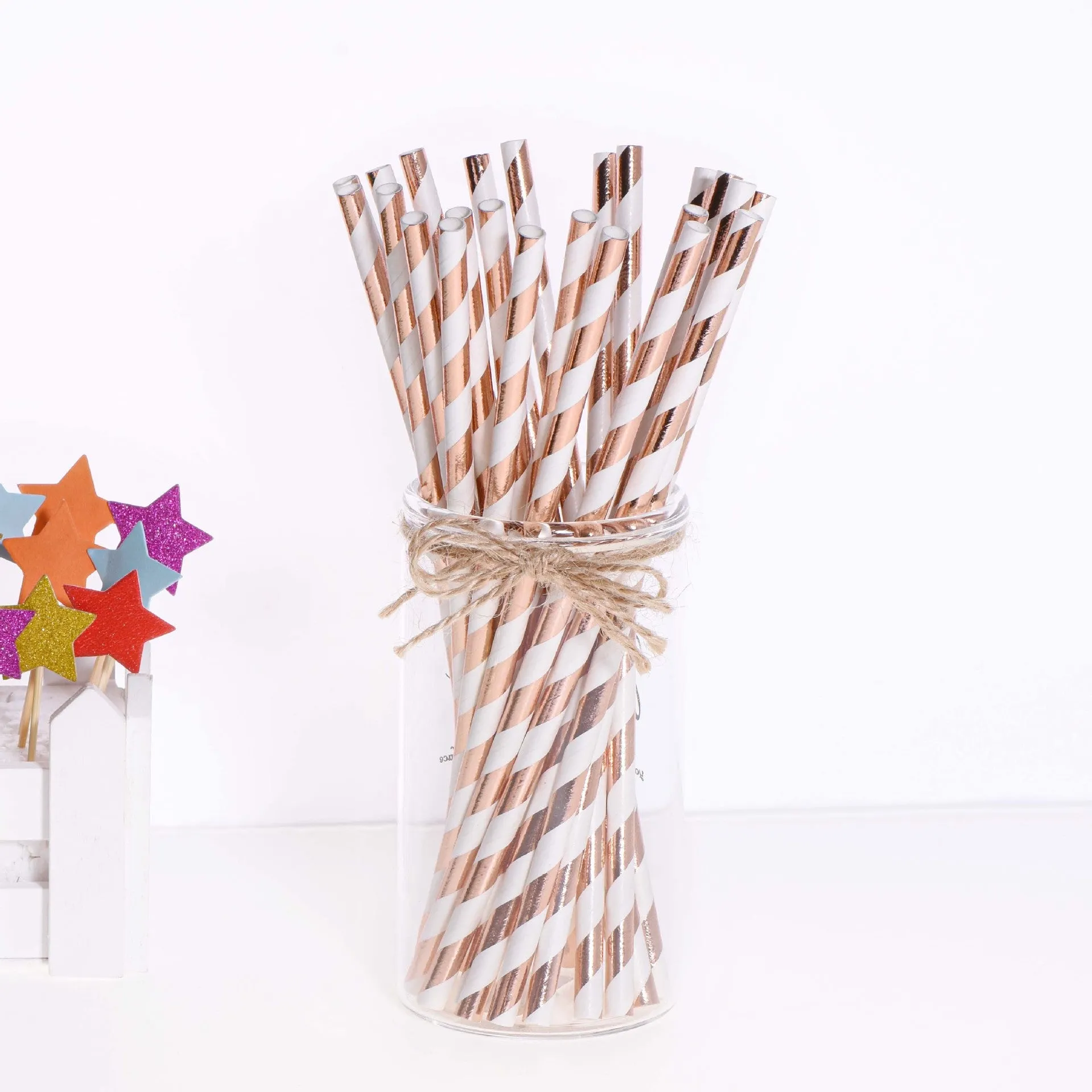 Birthday Party Dining Bar Paper Disposable Bronzing Colored Straws