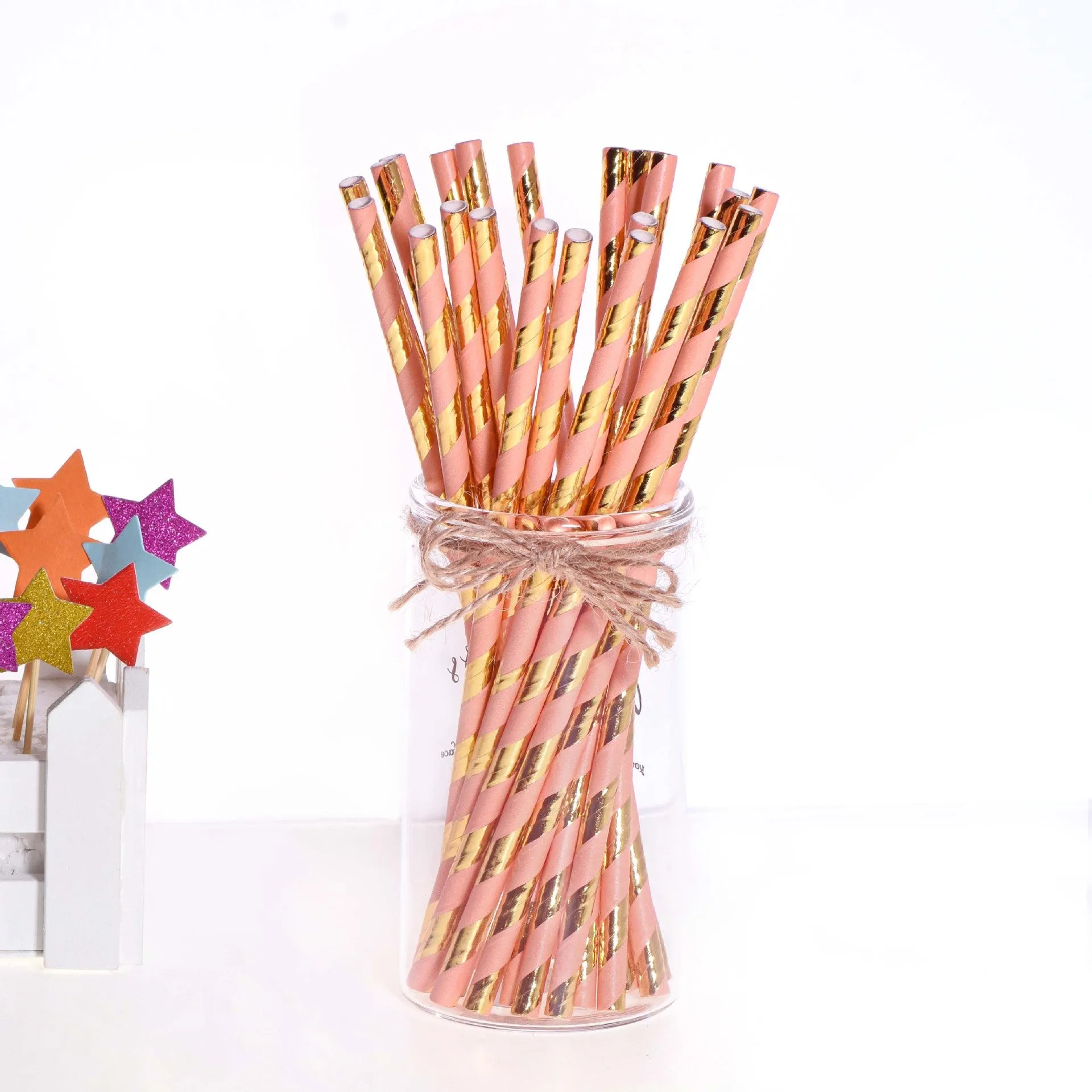 Birthday Party Dining Bar Paper Disposable Bronzing Colored Straws