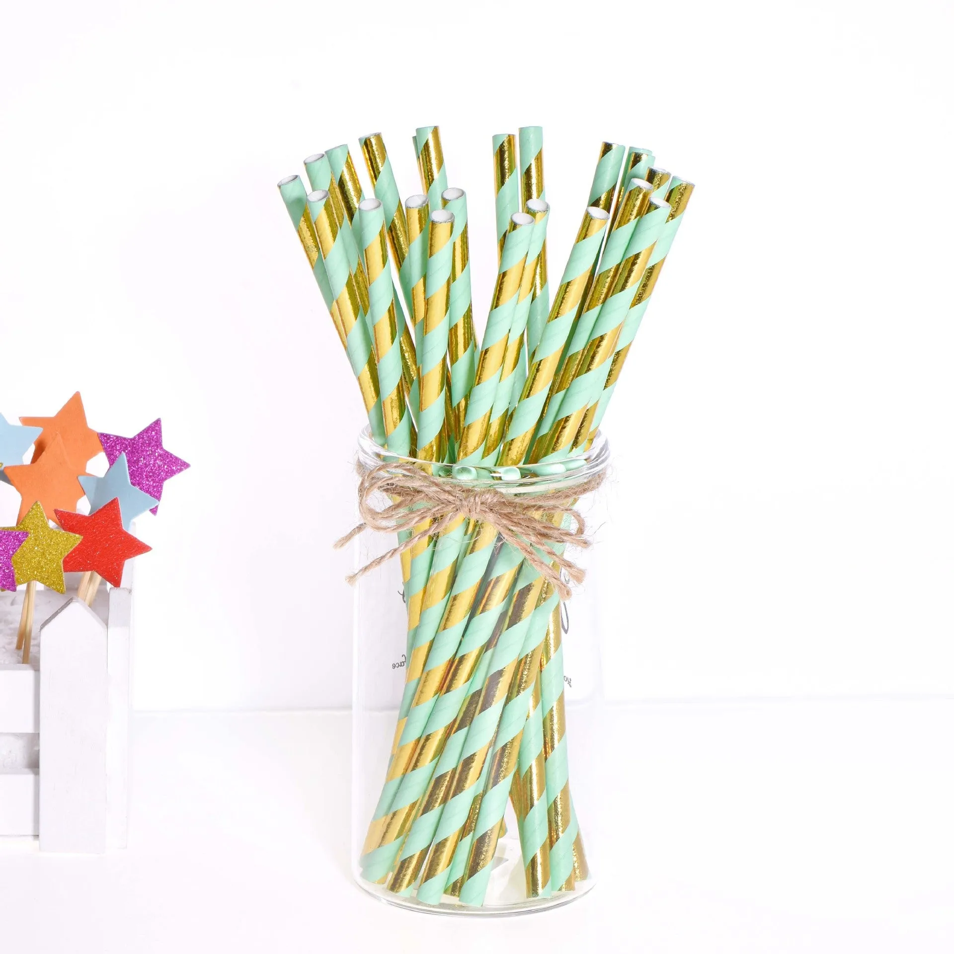 Birthday Party Dining Bar Paper Disposable Bronzing Colored Straws