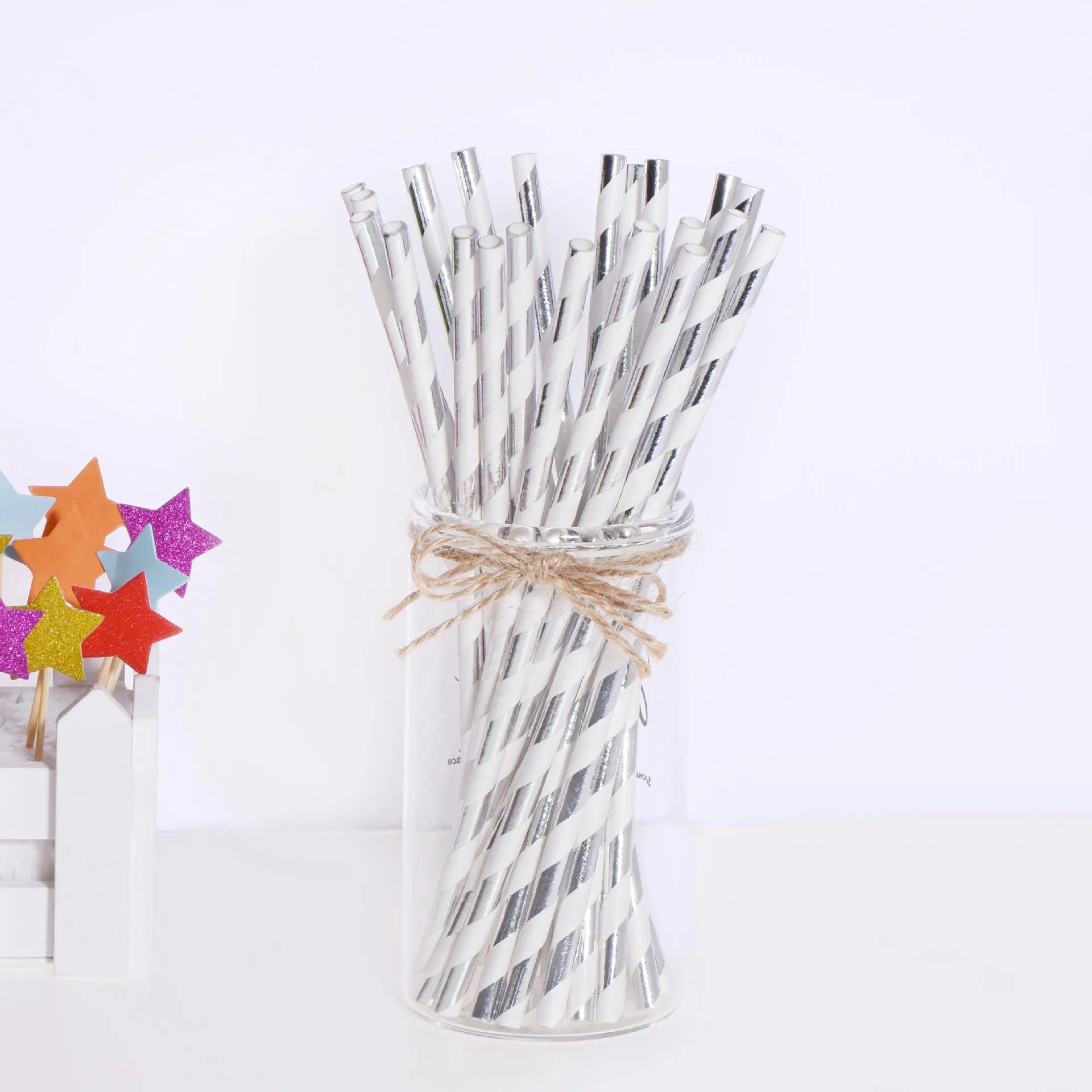 Birthday Party Dining Bar Paper Disposable Bronzing Colored Straws