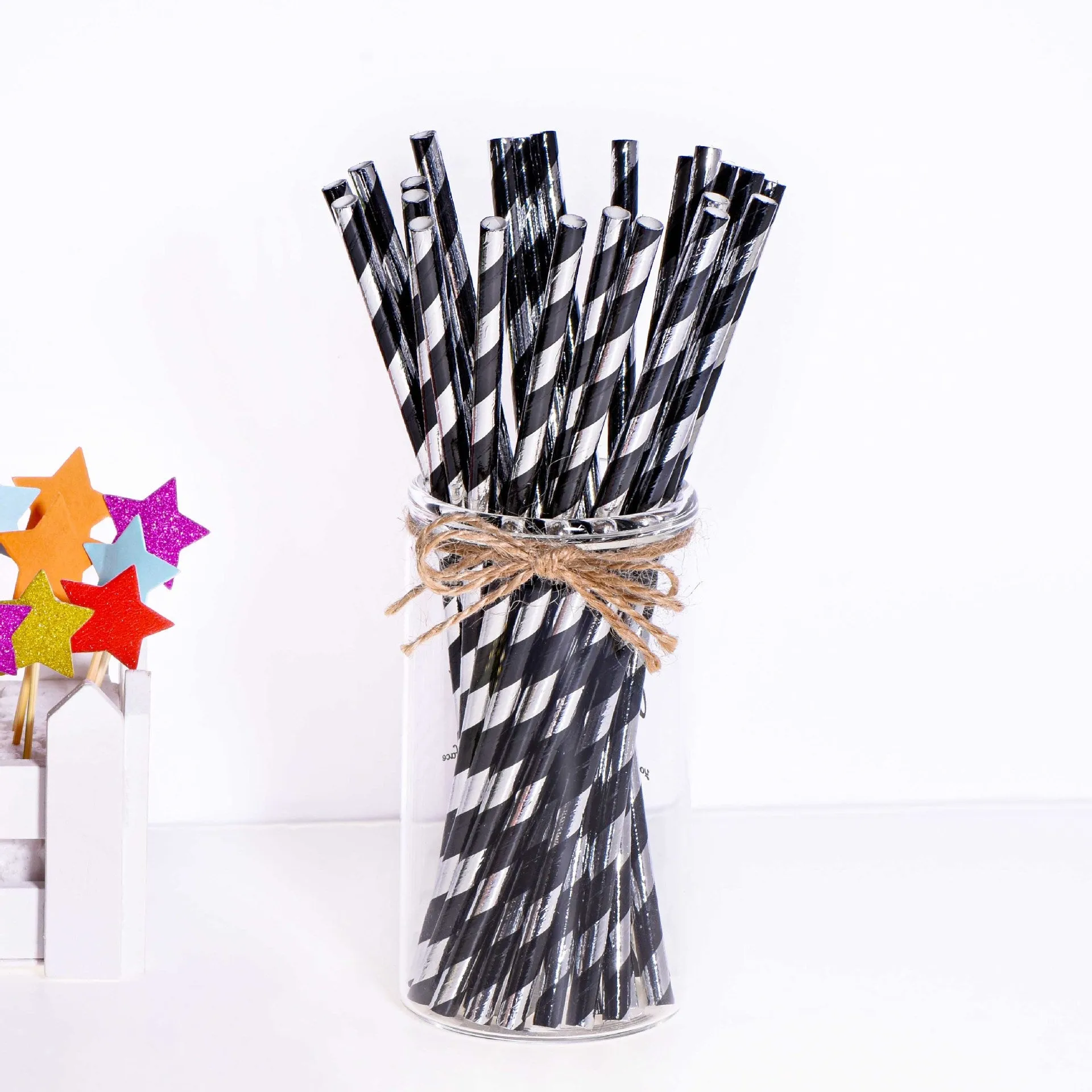 Birthday Party Dining Bar Paper Disposable Bronzing Colored Straws