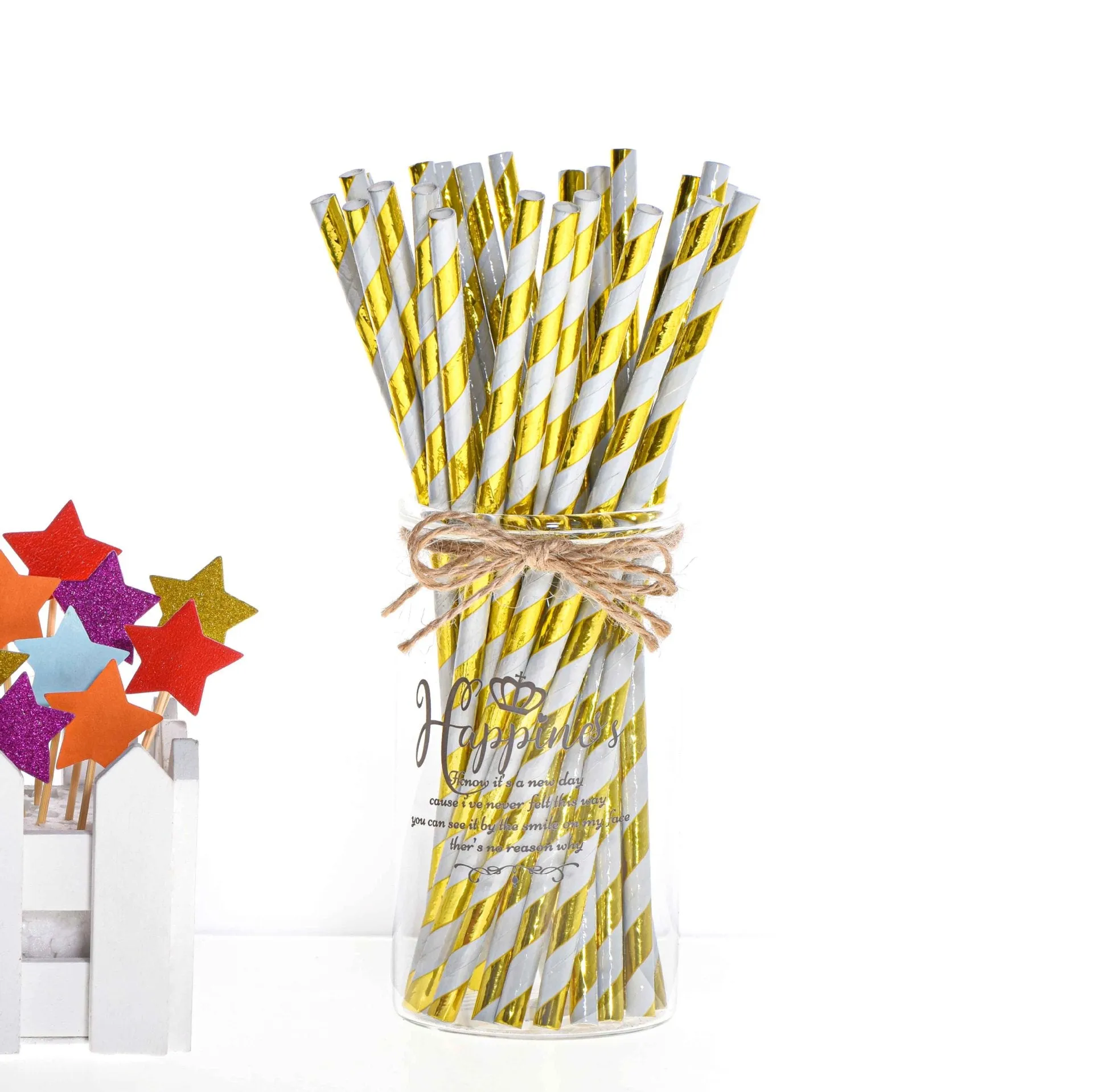 Birthday Party Dining Bar Paper Disposable Bronzing Colored Straws
