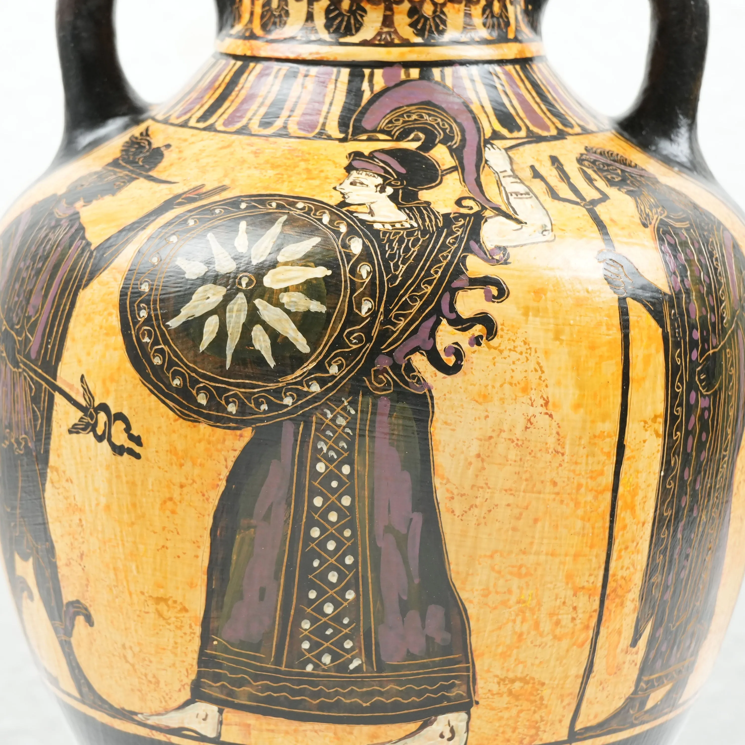 Black-Figure Greek Vase Urn with Mythological Scene