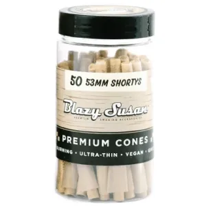Blazy Susan - 53mm Shortys Pre Rolled Unbleached Cones - 50 Cones