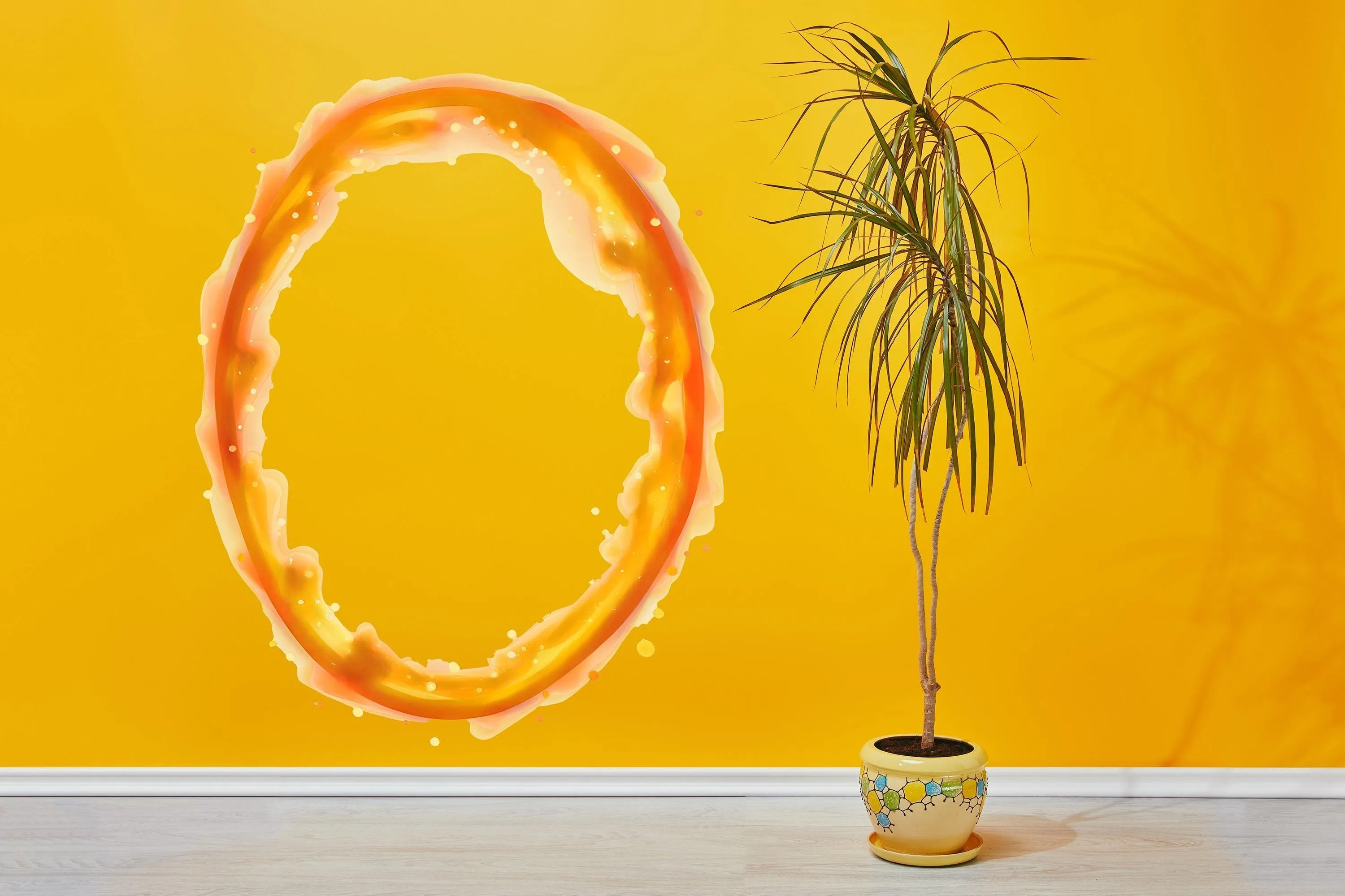 Blue & Orange Portal Aura Wall Stickers with Silver Chrome Mirror Effect - Vibrant Oval Teleport Decals for Gamer and Geek Room Decor