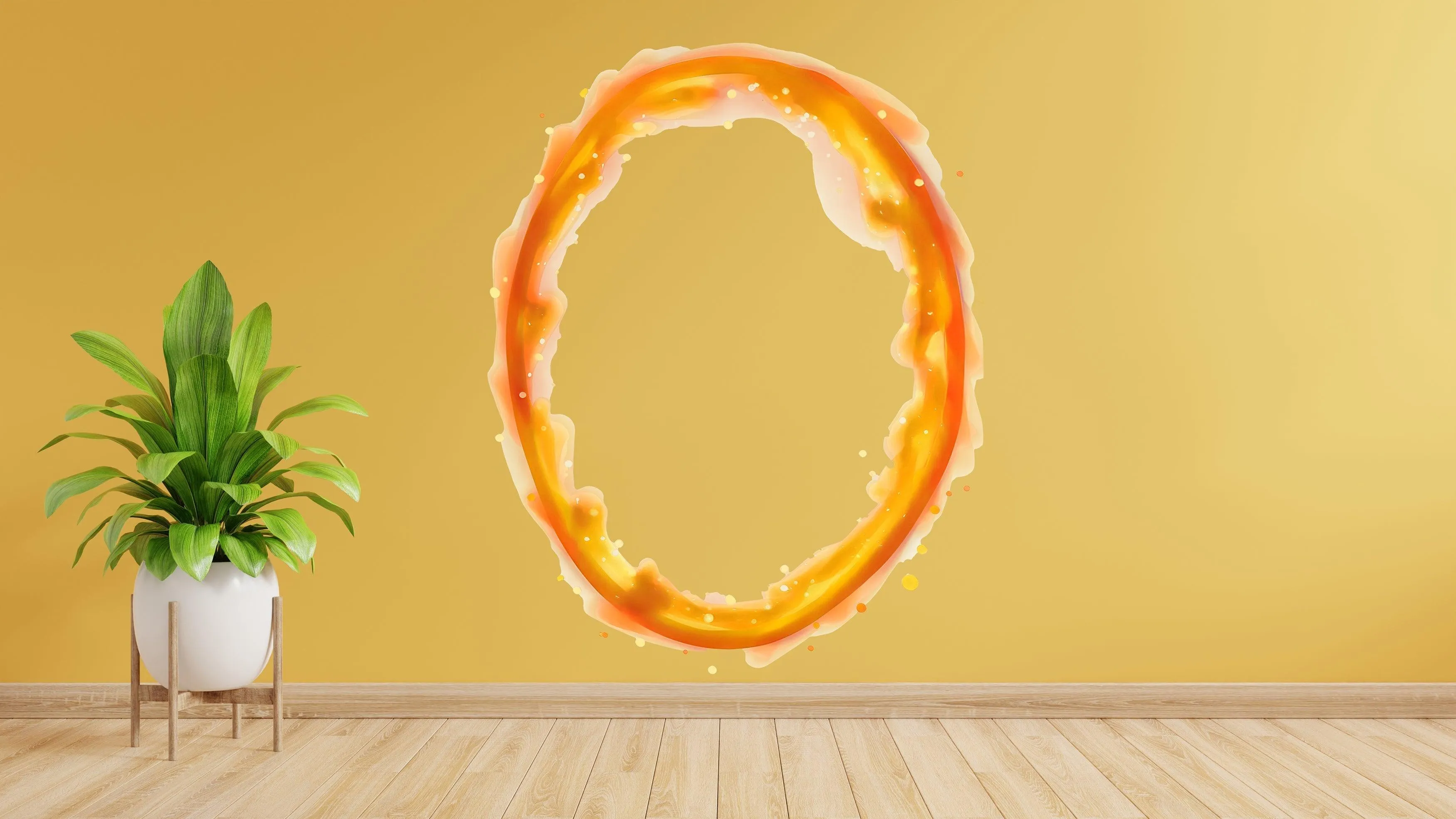 Blue & Orange Portal Aura Wall Stickers with Silver Chrome Mirror Effect - Vibrant Oval Teleport Decals for Gamer and Geek Room Decor