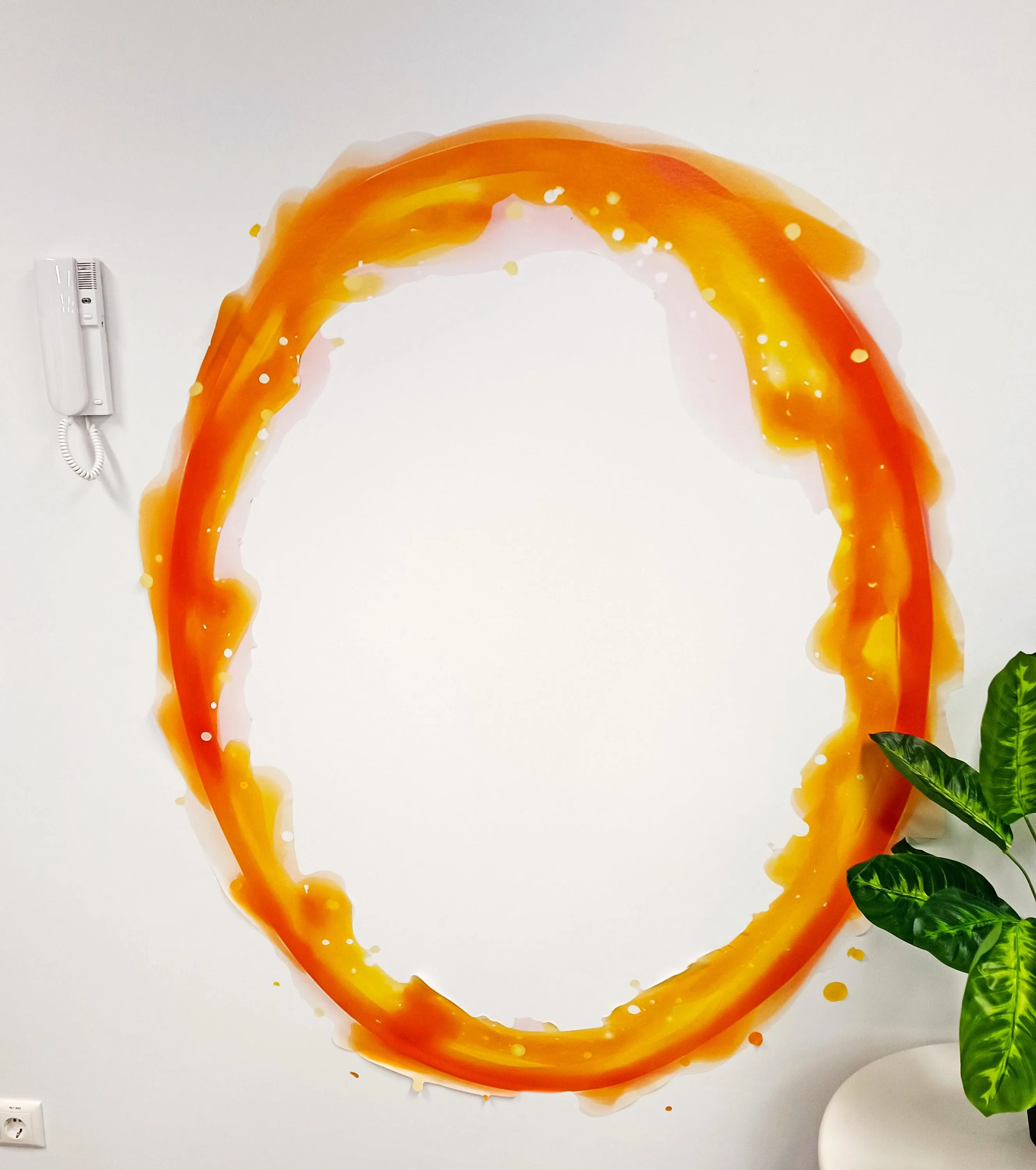 Blue & Orange Portal Aura Wall Stickers with Silver Chrome Mirror Effect - Vibrant Oval Teleport Decals for Gamer and Geek Room Decor