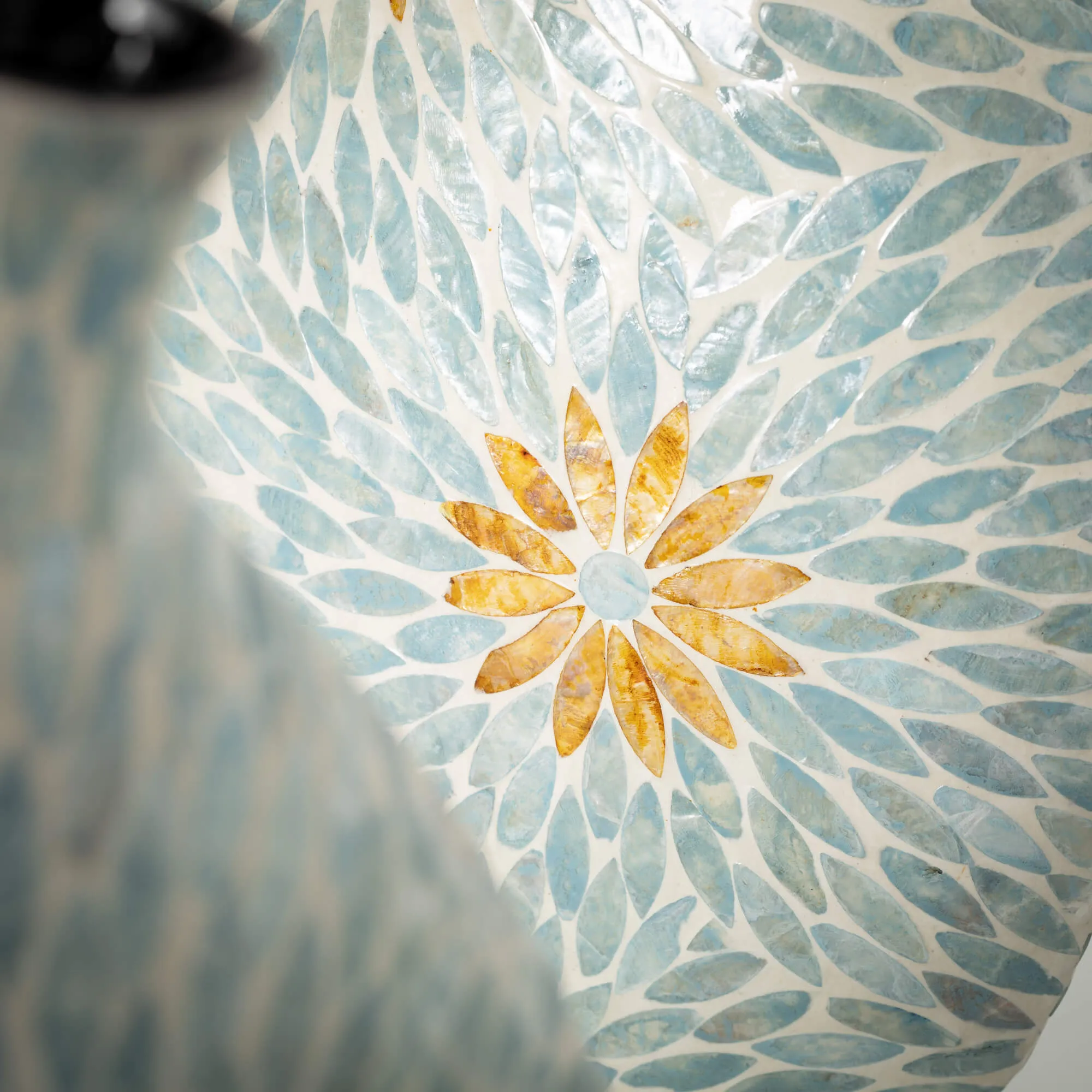 Blue Floral Capiz Vase Set 2