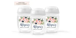 Bridal Shower Hand Sanitizer Labels Pink Blush Navy Floral Wedding Favor   Bachelorette Hand Sanitizer Labels - Set of 30 Labels