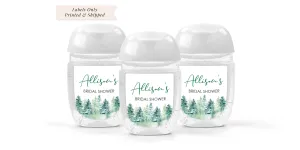 Bridal Shower Sanitizer Labels Christmas Trees Evergreens Winter Wedding Favor Hand Sanitizer Labels - Set of 30 Labels