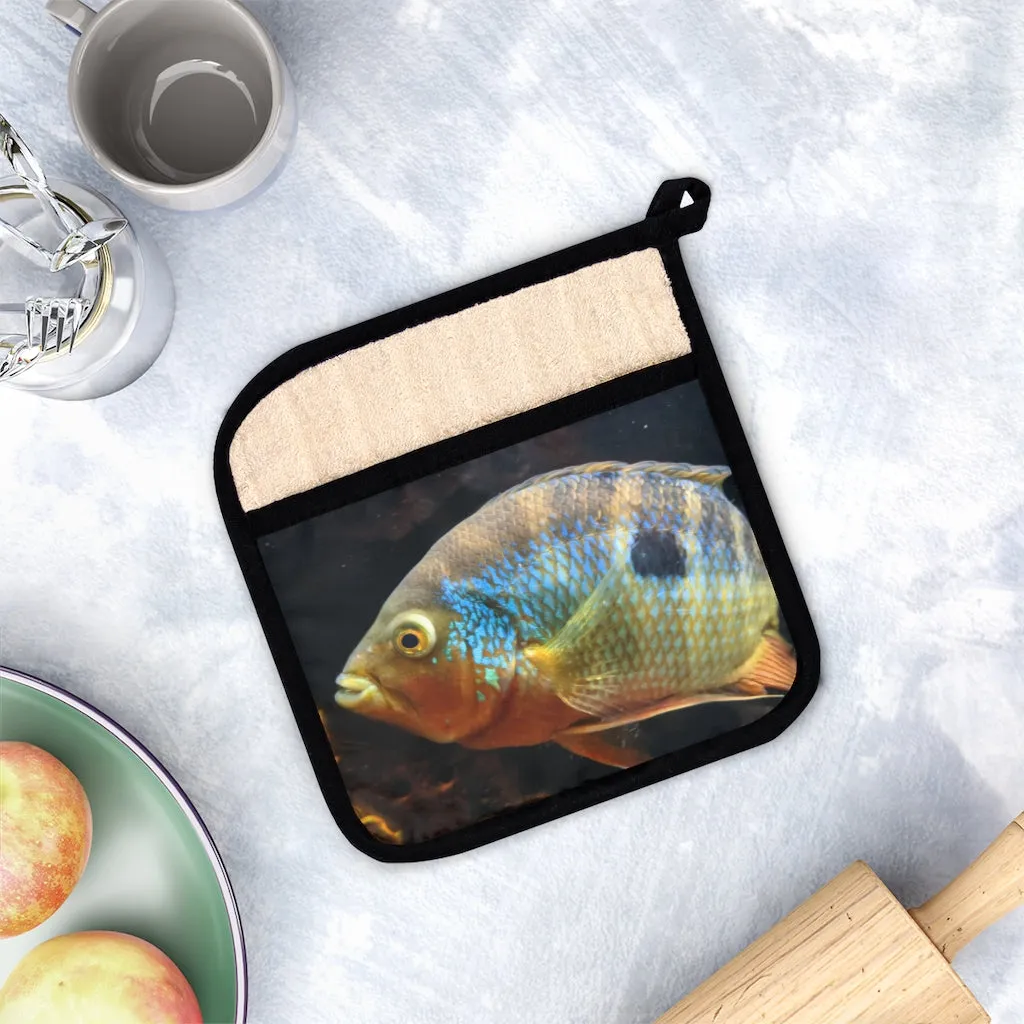 Brown and Orange Fish Pot Holder with Pocket