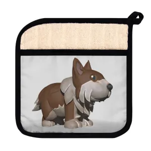 Brown Dog Pot Holder with Pocket