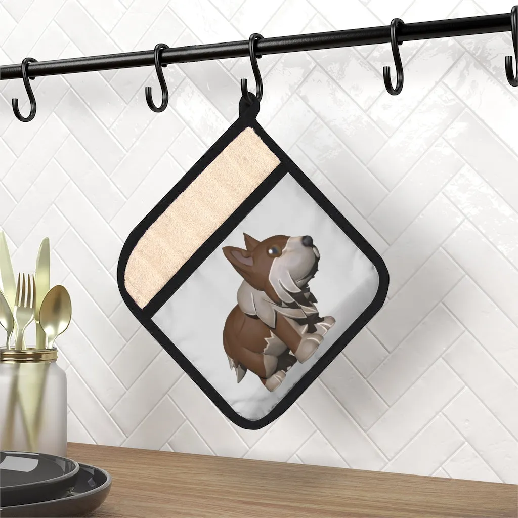 Brown Dog Pot Holder with Pocket