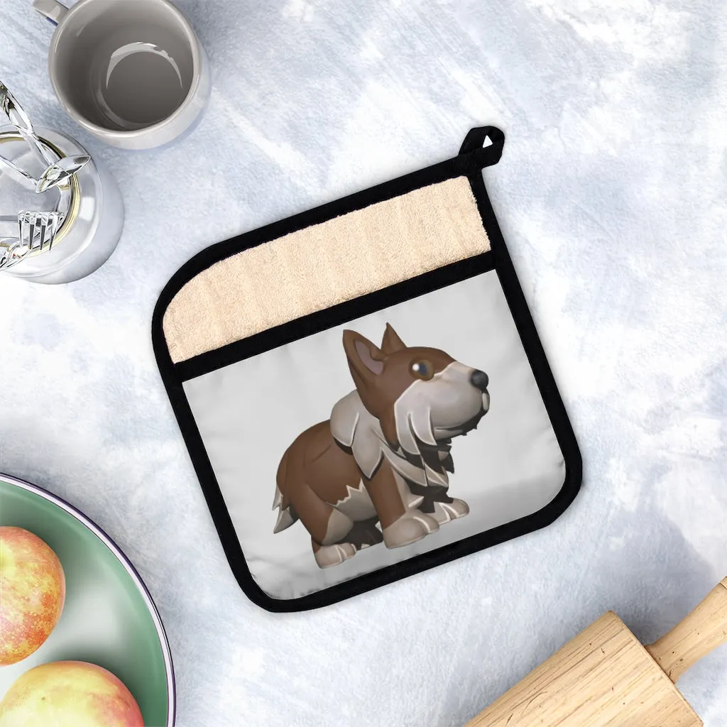 Brown Dog Pot Holder with Pocket
